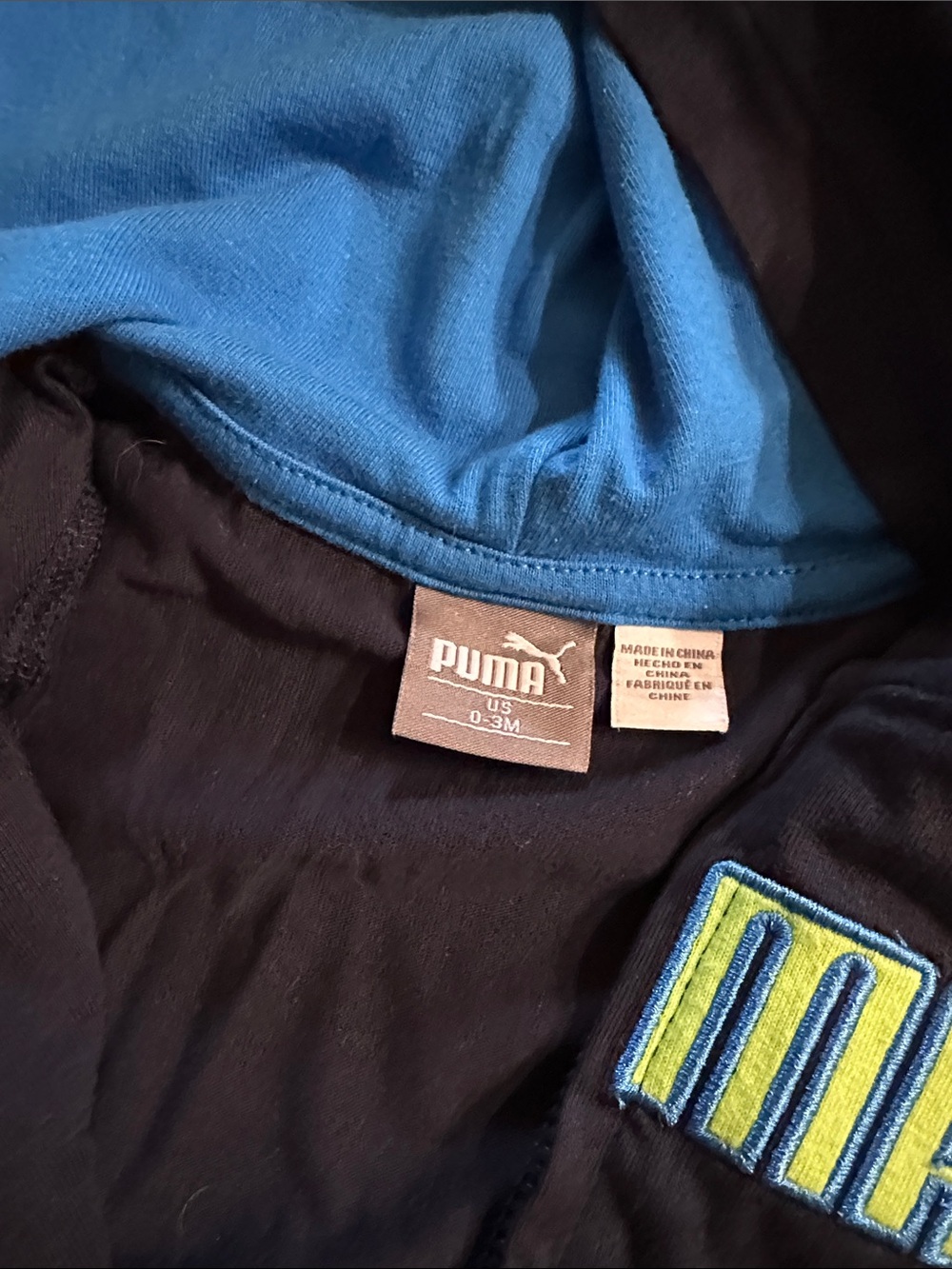 Puma Baby 0-3M Hoodie & Logo Bodysuit 2 Piece Outfit Set Blue Gray - Picture 6 of 7